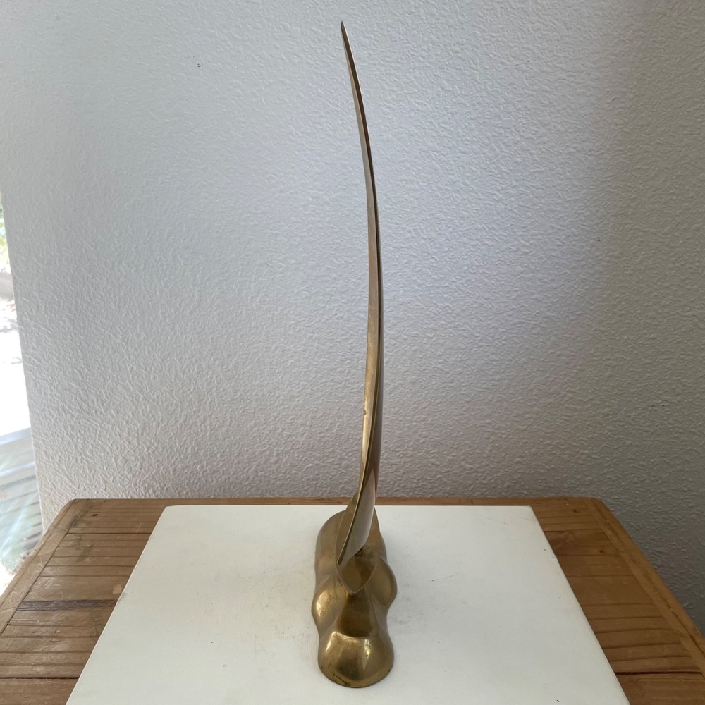 Vintage Brass Sailboat Sculpture Coastal Shelf Decor Mid Century Modern Nautical - Picture 4 of 10